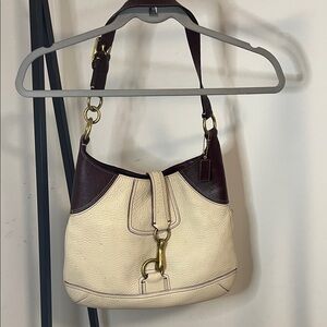 Coach Cream and Brown Leather Shoulder Bag